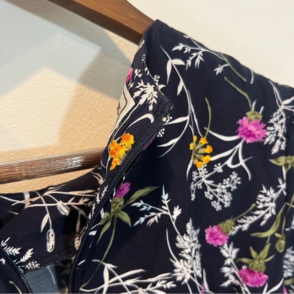 Vintage Karin Stevens Floral Short Sleeve Midi Dress Button Middle Puff Sleeve - Picture 10 of 14